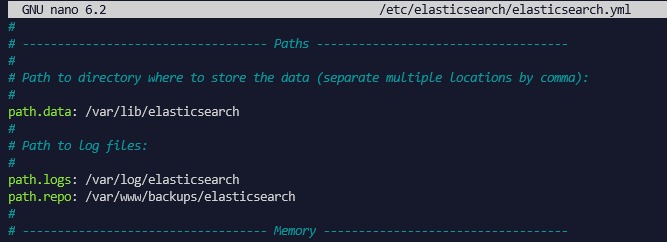 Путь к репозиторию в файле конфигурации Elasticsearch